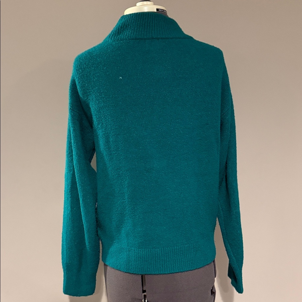 a new day Teal Cowlneck Sweater with Pink Glitter 'Ciao Ciao' - Picture 4 of 4
